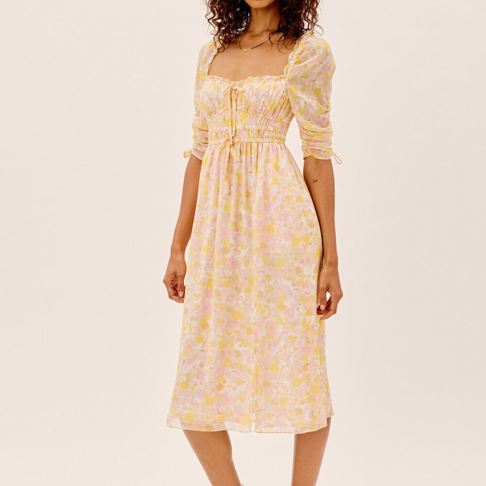 For Love & Lemons Eden Floral Midi Dress Size M